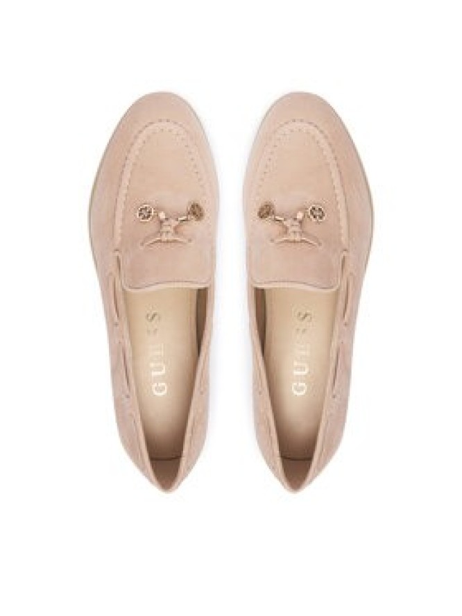 Guess Loafersy Aryanai FLTNAI SUE14 Beżowy jasny