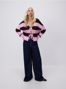 Kardigan z wiązaniem - różowy