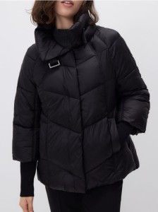Pikowana kurtka z wysokim kołnierzem - czarny