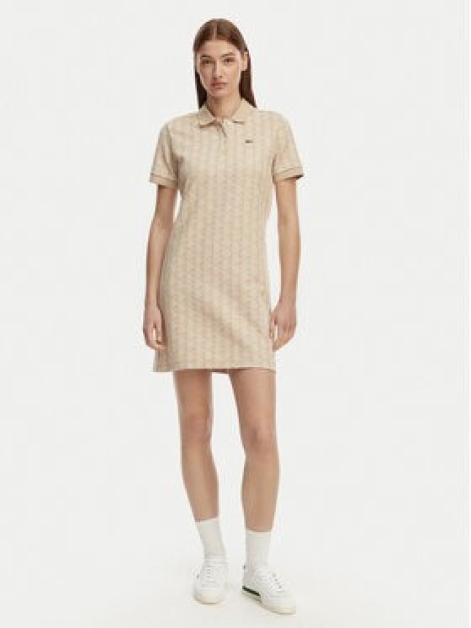 Lacoste Sukienka codzienna EF2655 Beżowy jasny Slim Fit
