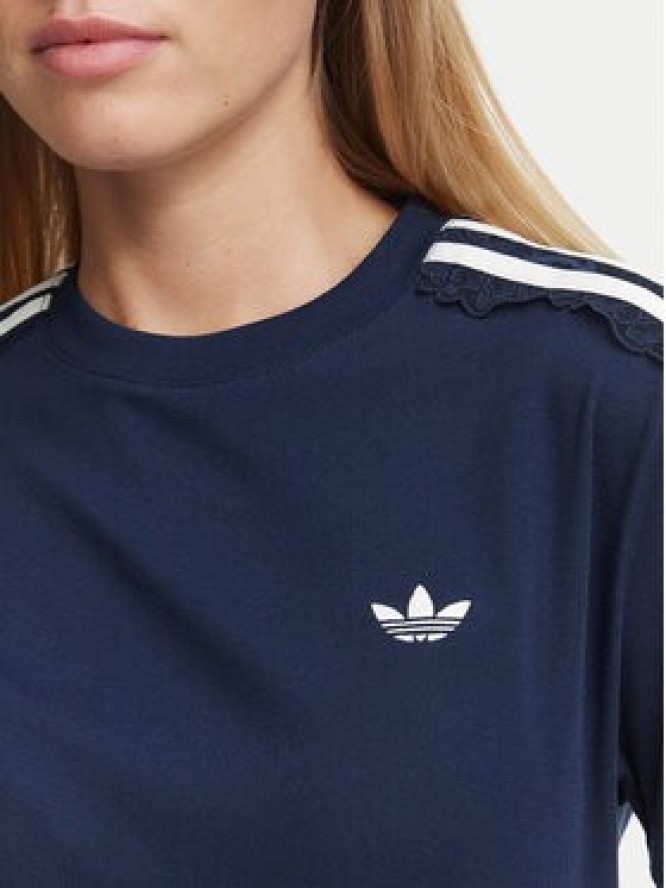 adidas T-Shirt Lace 3 Stripes LG4264 Granatowy Regular Fit
