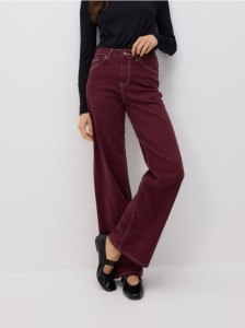 Jeansy wide leg - brązowy