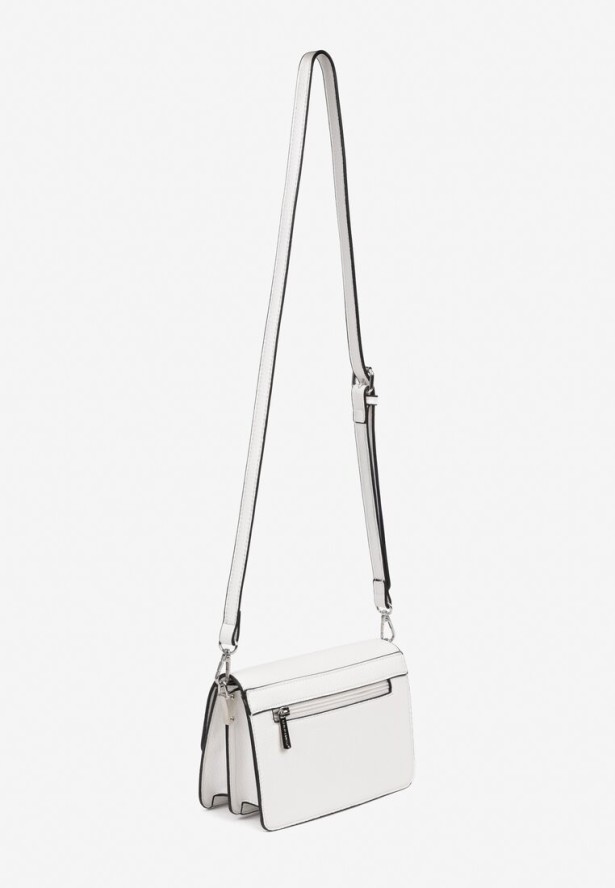 Biała Torebka Dwukomorowa Ozdobiona Suwakiem Davisiae