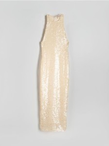 Cekinowa sukienka - złamana biel