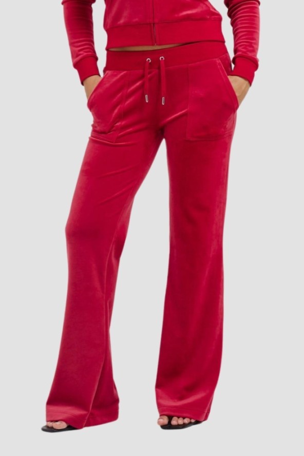 JUICY COUTURE Czerwone damskie spodnie dresowe Layla Low Rise, Rozmiar M