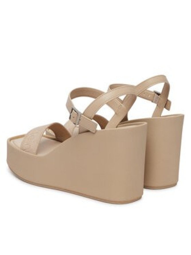 Calvin Klein Sandały Wedge 70 Sndl Webbing Lth HW0HW02882 Beżowy
