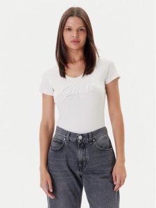 Guess T-Shirt W5YI46 J1314 Écru Slim Fit