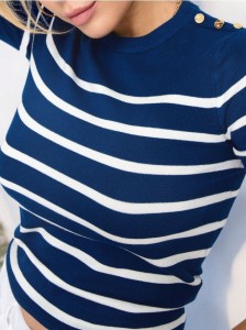 Sweter z krótkim rękawem - granatowy