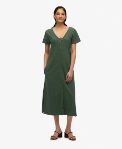 superdry Ss Button Thru Jersey sukienka midi z bawełny organicznej