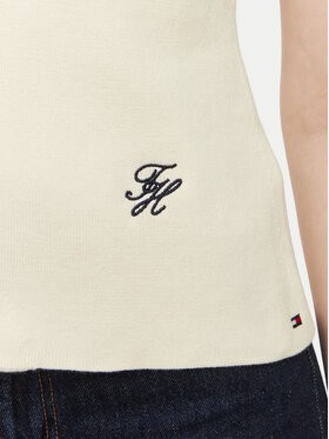 Tommy Hilfiger Top WW0WW49707 Beżowy jasny Slim Fit