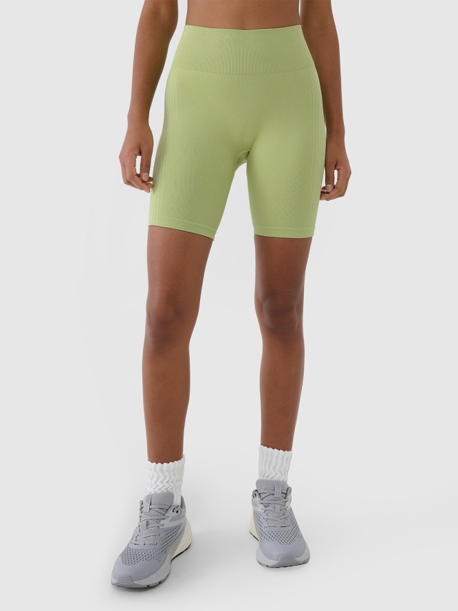 4F Legginsy kolarki bezszwowe treningowe damskie - zielone M/L