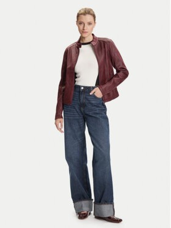 Desigual Kurtka z imitacji skóry Basic 25WWEW43 Bordowy Regular Fit