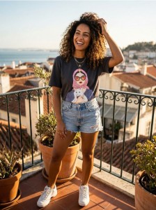 Bawełniana koszulka z nadrukiem - szary