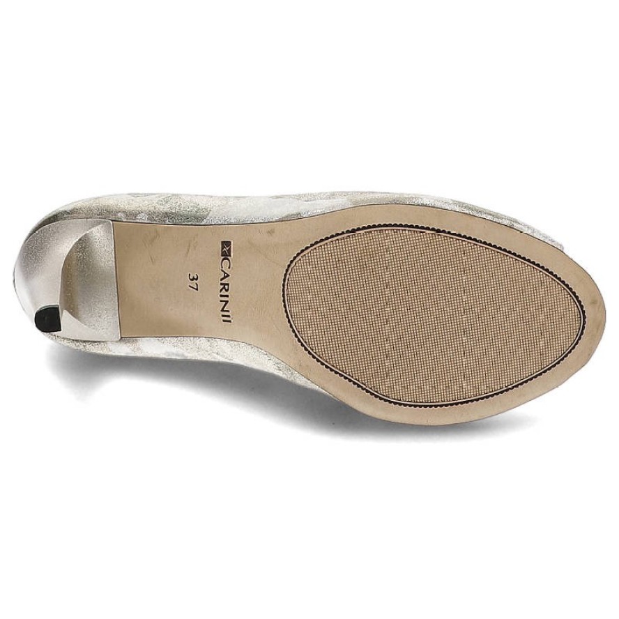 Złote Botki Carinii Eleganckie Skórzane Buty Na Obcasie