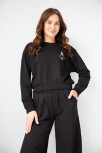 Bluza dresowa damska krótka 2skin Pilates Girl black