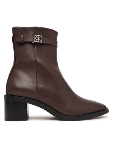 Calvin Klein Botki Block Heel Ank Boot Lth Hdw HW0HW03171 Brązowy