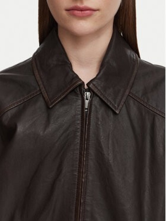Weekend Max Mara Kurtka skórzana Cose 2625446041 Brązowy ciemny Regular Fit