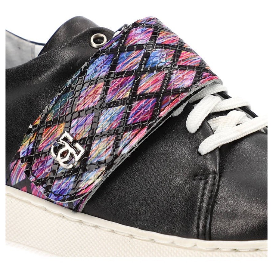 Czarne Sneakersy Simen Damskie Modne Półbuty