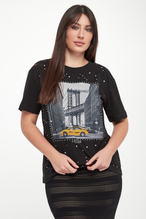 T-shirt damski z nadrukiem TWINSET ACTITUDE