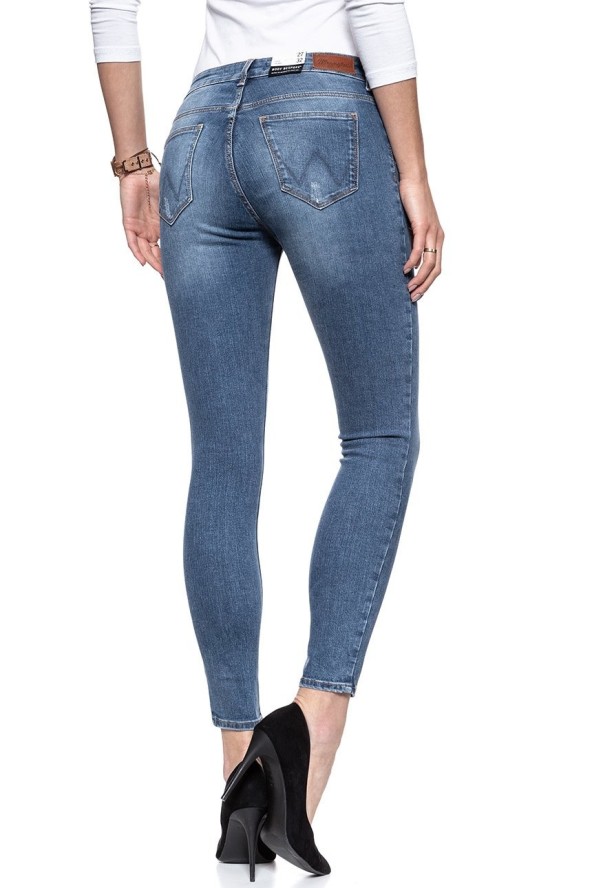 WRANGLER CROP SKINNY DAMAGED BLUE W28MLU86J