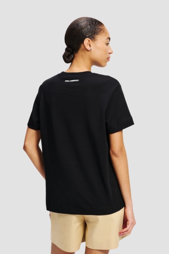 KARL LAGERFELD Czarny t-shirt damski Ikon Aquarelle K, Rozmiar L