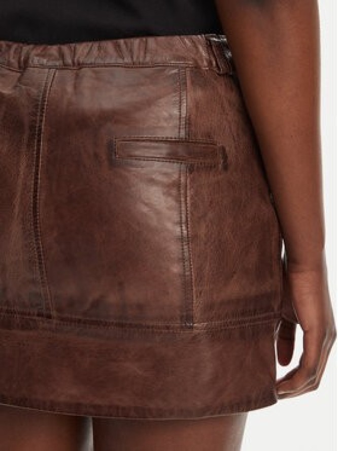 PINKO Spódnica skórzana Geordie 104957 A2I1 Brązowy Slim Fit