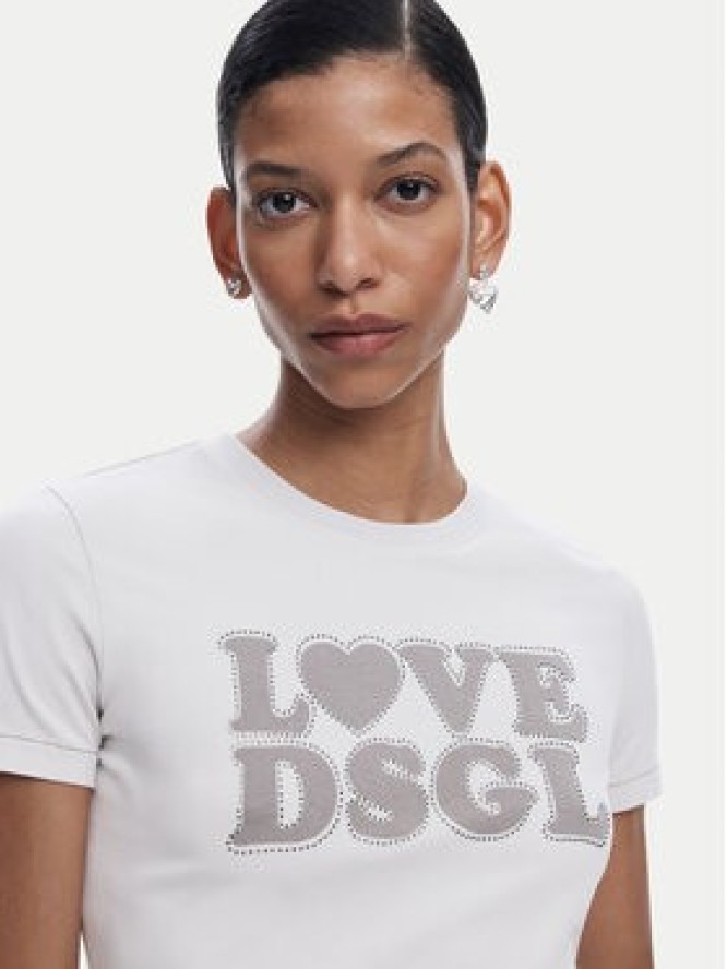 Desigual T-Shirt Love Dsgl 25SWTK10 Szary Regular Fit