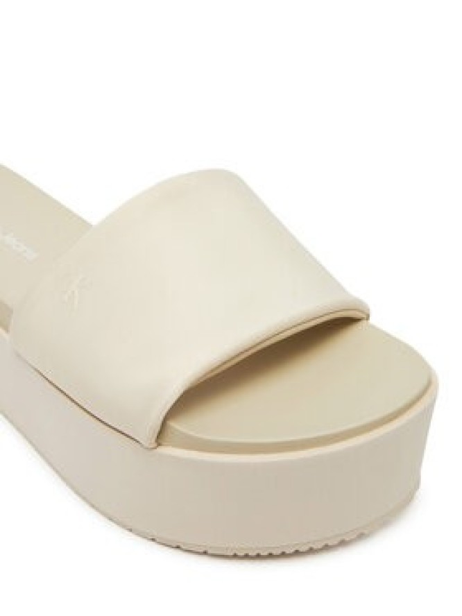 Calvin Klein Jeans Klapki Flatform Sandal Slide In Nylon YW0YW01791 Écru