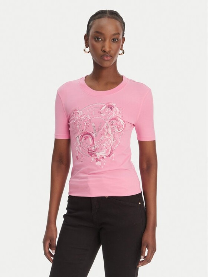 Versace Jeans Couture T-Shirt 80HAHE01 CJ02E Różowy Slim Fit