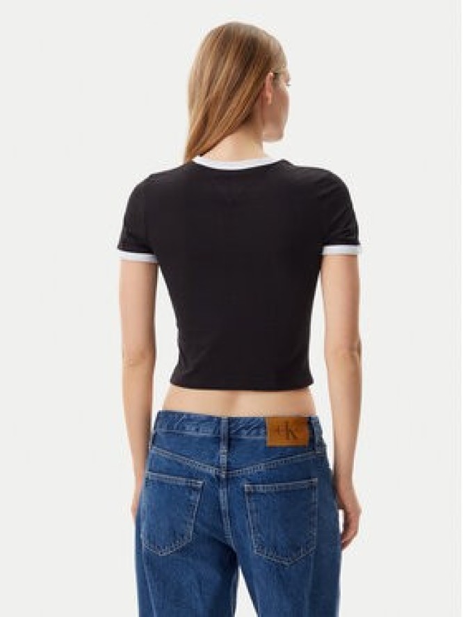 Tommy Jeans T-Shirt Script Ringer DW0DW20631 Czarny Slim Fit