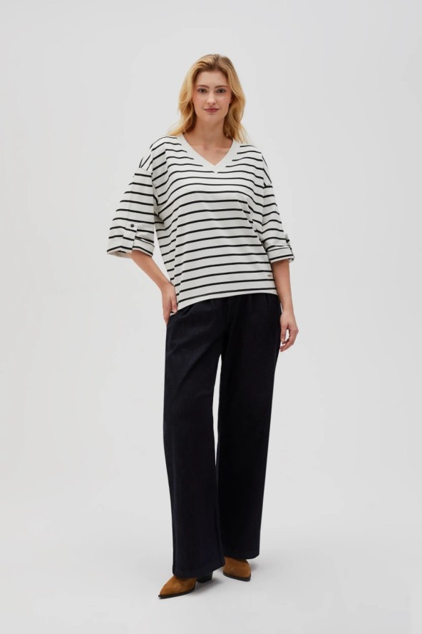 Bluza oversize w paski biało-czarna