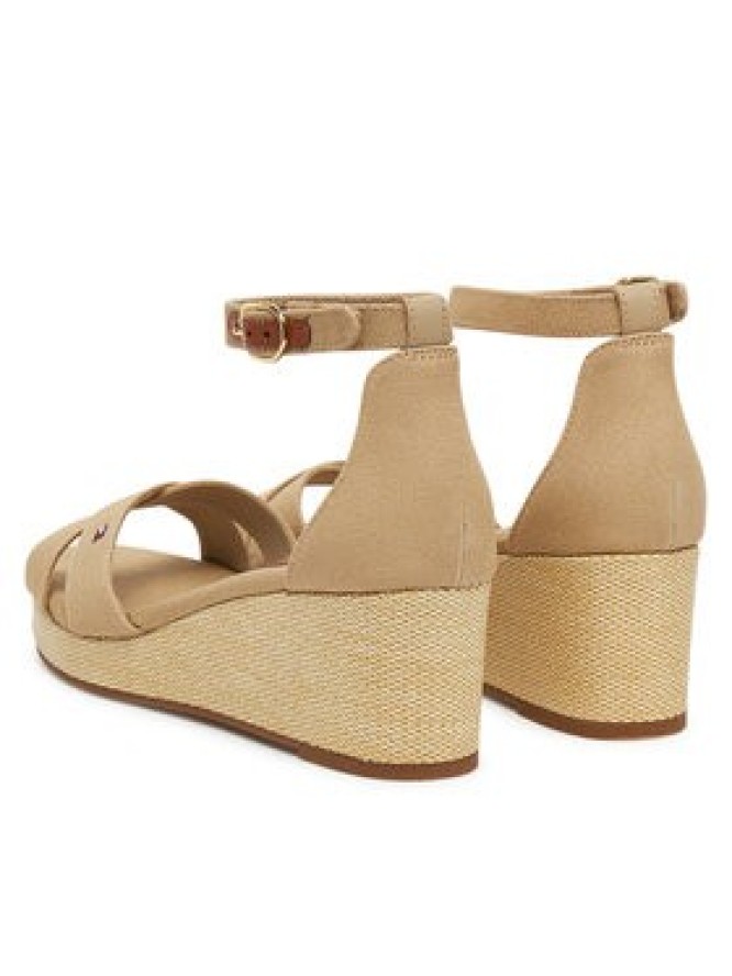 Tommy Hilfiger Espadryle Flag Criss-Cros Mid Wedge Espad FW0FW08481 Beżowy