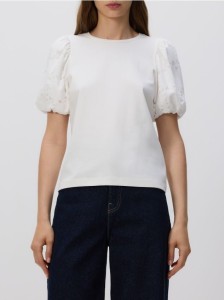 Bluzka z ozdobnymi rękawami - biały