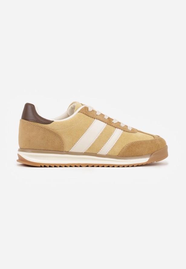Żółte Sneakersy Ozdobione z Boku Paskami Ariene