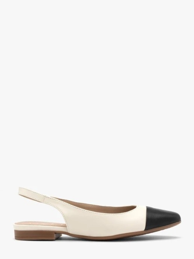 Kremowo czarne baleriny typu slingback