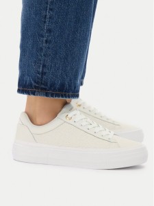 Tommy Hilfiger Sneakersy Th Platform Sneaker Quilted FW0FW09265 Écru