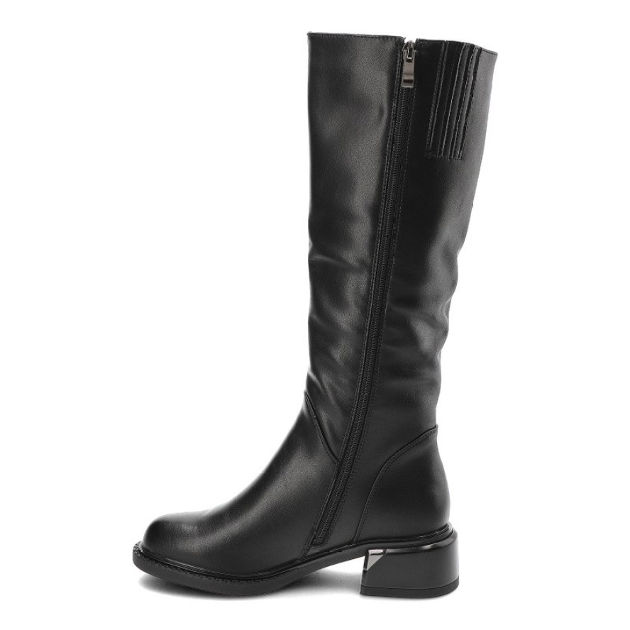 Czarne Kozaki S.Barski Ocieplane Obuwie Damskie