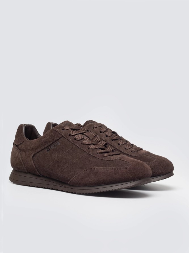 sneakersy damskie ze skóry naturalnej zamszowej brązowe tt274226 804