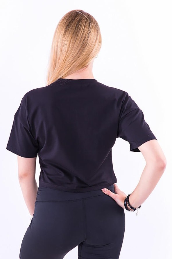 Koszulka treningowa na fitness damska 2skin POWER BLACK