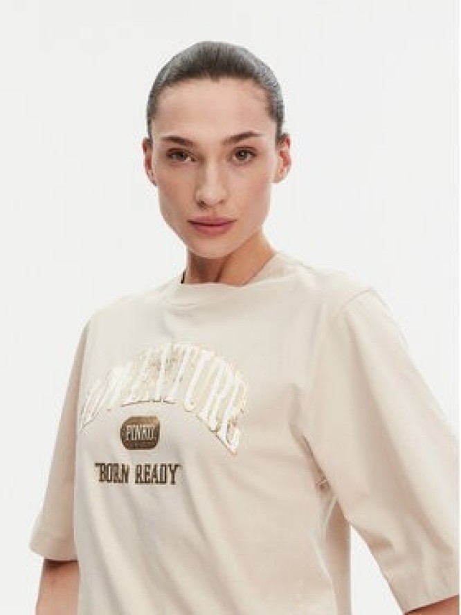 PINKO T-Shirt Niamey 104604 A2CS Beżowy Regular Fit