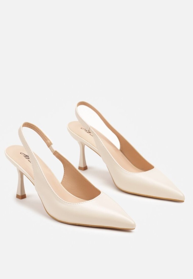 Beżowe Sandały na Szpilce z Odkrytą Piętą Delariael