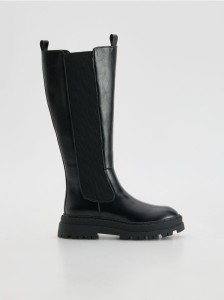 Kozaki z elastyczną cholewką - czarny