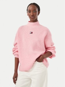 Tommy Jeans Sweter Badge DW0DW23349 Różowy Relaxed Fit