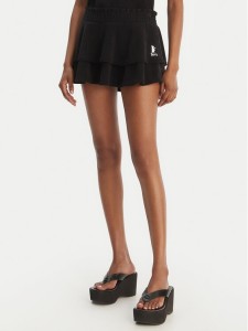 Juicy Couture Spódnica mini Smocked Terry JCGGS126006 Czarny Regular Fit