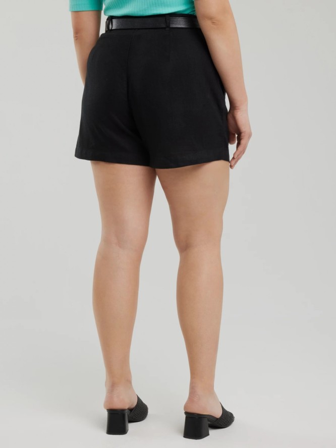 Szorty damskie lniane czarne Kaley 906