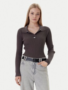 Tommy Jeans Sweter DW0DW22036 Brązowy Slim Fit