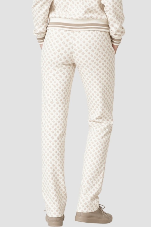 GUESS Beżowe spodnie damskie z monogramem, Rozmiar XS