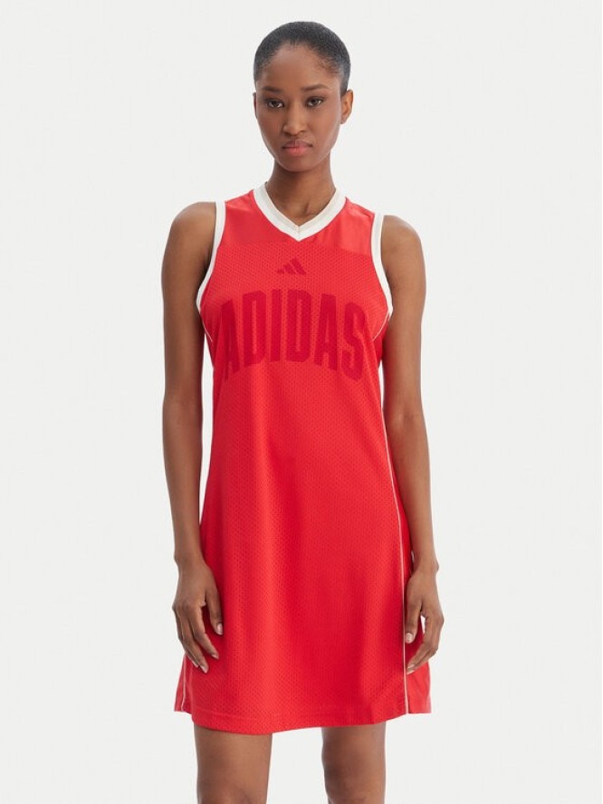 adidas Sukienka codzienna Stadium KC4998 Czerwony Slim Fit