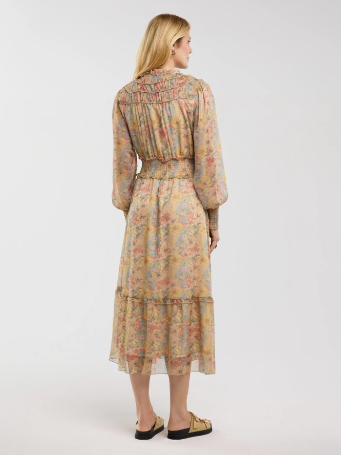 Sukienka damska midi szyfonowa z motywem kwiatowym Adare 300