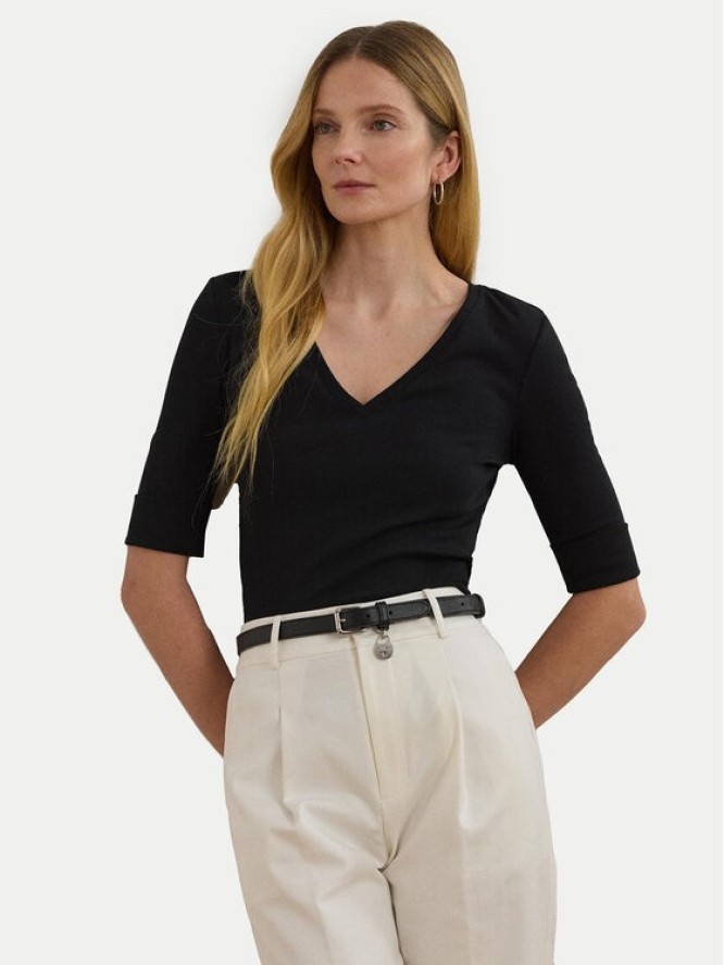 LAUREN RALPH LAUREN Bluzka 200815843003 Czarny Slim Fit